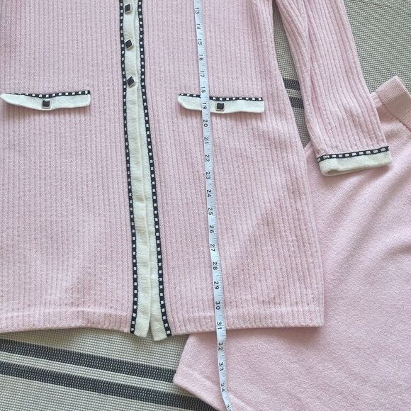 St John Evening Santana Knit Set Womens 6 Cardigan 8 Skirt Pink - Picture 4 of 10
